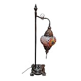 kent lamp post  lampara turca Original Multicolor - 42 cm de Altura x Bola de 13 cm de diametro - mesita de Noche - Cristal y Metal kenta artesanias