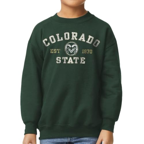 Barnesmith Colorado State University Apparel CSU Rams Unisex Youth Crewneck Sweatshirt Vintage Green Small
