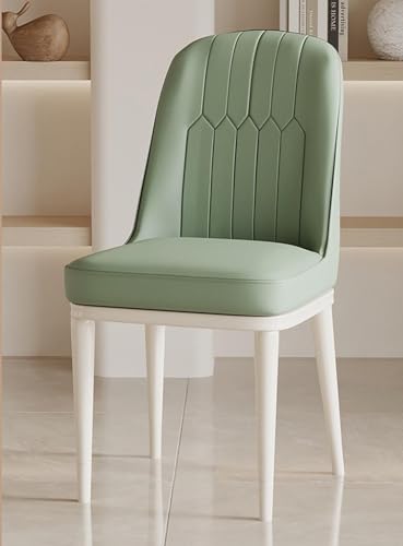 LHOONBB Set da pranzo di 2 cucine casual imbottite spesse in ecopelle con gambe in metallo bianco soggiorno, mobili per sala da pranzo per reception