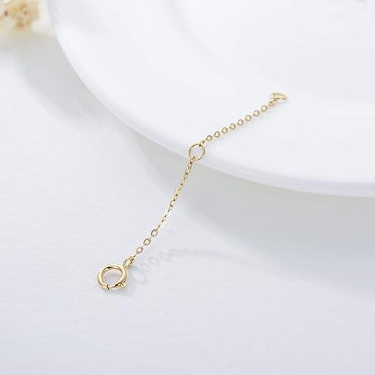 Image of 14K Gold Chain Extender for Women, Yellow Gold /White Gold /Rose Gold Adjustable Gold Necklace Anklet EXtension Chain, Available in 2 /3 /4 Inch