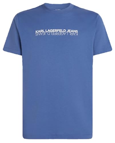 KARL LAGERFELD JEANS Mens Slim Short Sleeve Reflection Tee Slim Fit Washed Federal Blue M