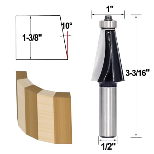 Image of 6PCS Chamfer Router Bit Set 1 /2 Shank, Carbide 2-Flute Chamfer Cut, Edge Forming Bevel Router Bit, Chamfer Bit Miter Angle Router Cutters, for Miter Joints, Deg10 15 20 22.5 30 45