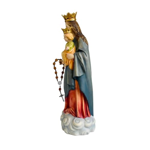 Notre Dame du chapelet 30 cm bois naturel Val Gardena le cadeau de baptême idéal