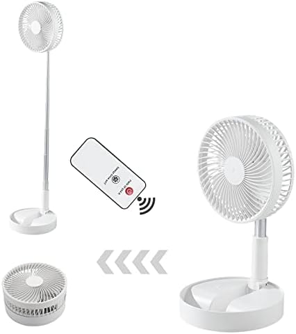 LOREAD Premium Foldable Fan, Portable Desk Fan 4 Speeds with Remote Controller Adjustable Height 14” – 39.5” Quiet Floor Fan For Bedroom Home Office 7200mAh Rechargeable Battery for Travel