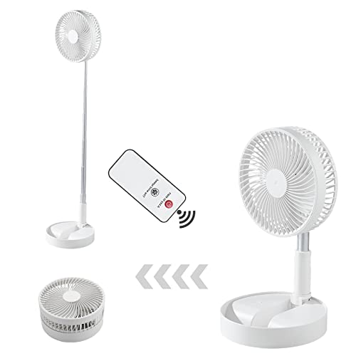 Loread Premium Foldable Fan, Portable Desk Fan 4 Speeds With Remote Controller Adjustable Height 14” – 39.5” Quiet Floor Fan For Bedroom Home Office 7200Mah Rechargeable Battery For Travel #TOP2