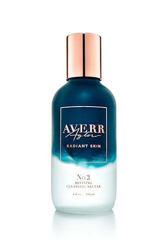 Averr Aglow Refining Cleansing Nectar Rinseless Anti-Aging Refresh Refine Face Skin Care Natural Facial Cleanser Gentle Make Up Remover Repair Wrinkles Fine Lines & Dark Spots