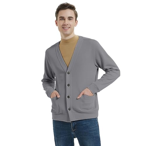 Men Casual Slim Fit Cardigans V-Neck Long Sleeve Button Down with Pockets3