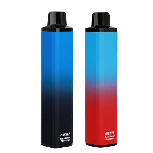 Pack of 2 Disposable Vape Pens, 5000 Puffs, Rechargeable E-Cigarette with Fruit Flavors (Watermelon Ice + Blueberry), No Nicotine