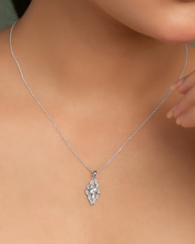 Image of Clara 925 Silver Solitaire Pendant Necklace with Chain for Women & Girls