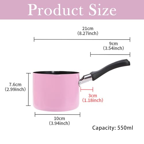 Mini Saucepan, 10cm Pink Nonstick Milkpan with Double Pouring Lips - Image 2