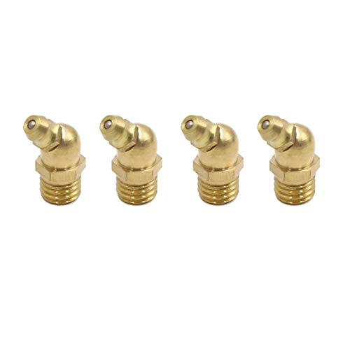 uxcell 4pcs M10 x 1.5 Thread Brass 45 Degree Angle Grease Nipple Fitting for Car