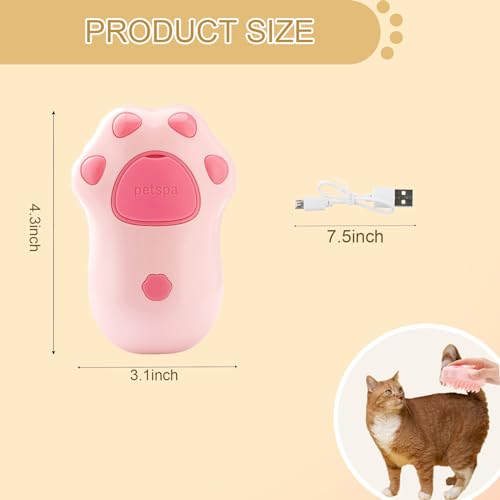 Image of Cat Steam Brush - New 3-in-1 Rechargeable Self-Cleaning for Shedding, Massage & Hair Cleaning, Cat Brush with Steam Suitable for All Cats & Dogs(Pink)