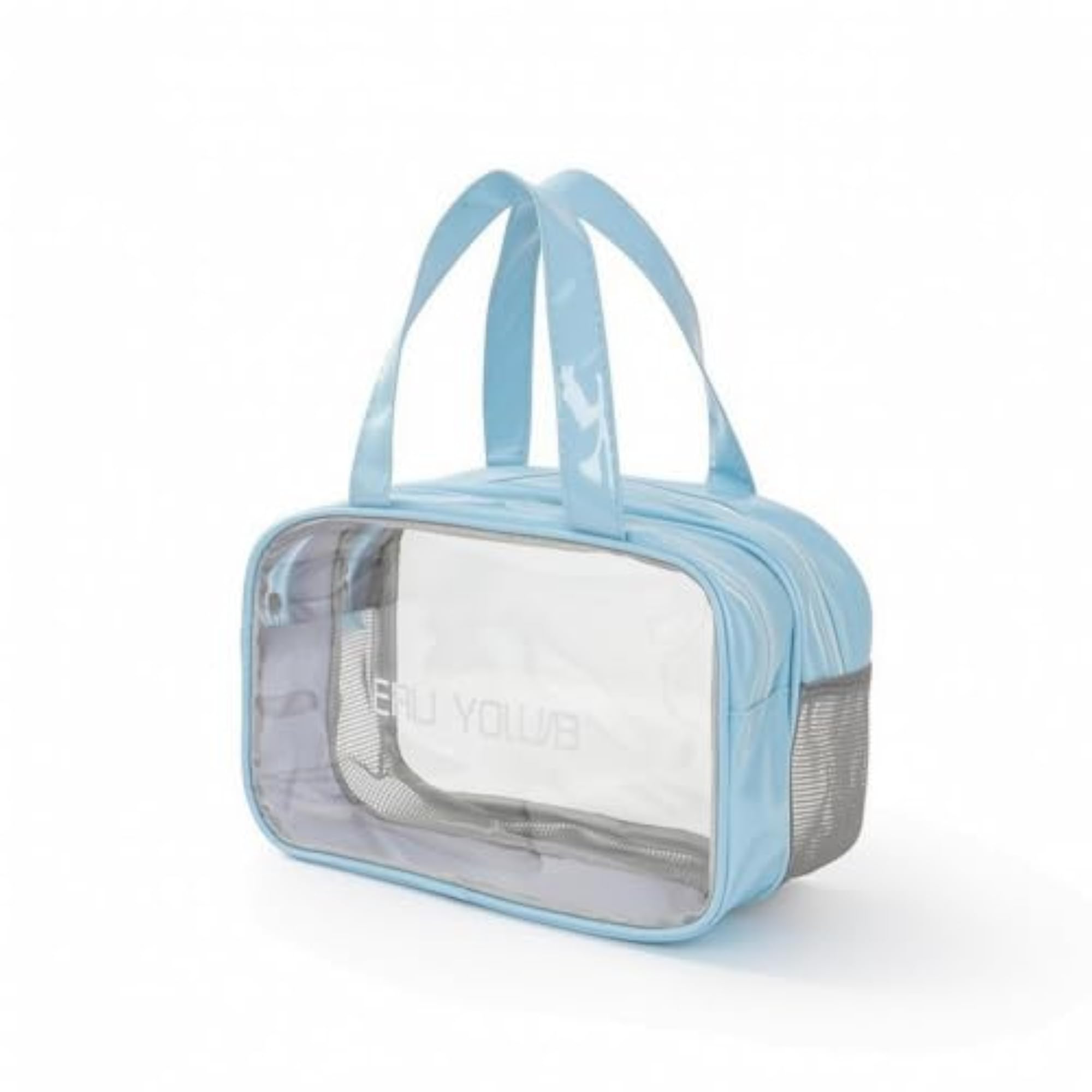 Clear Tote Bag with Side Mesh Pockets, Waterproof
