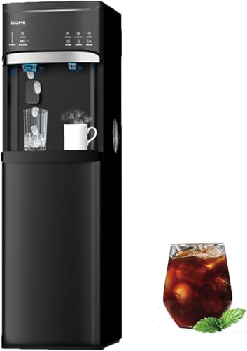 Soopyk 3-in-1 Hot/Cold/Room Water Cooler with Ice Maker, Bottom Load, 5 Gal, Built-in Bullet Ice Maker, Innovative Slim & Sleek Design for Home or Office Black