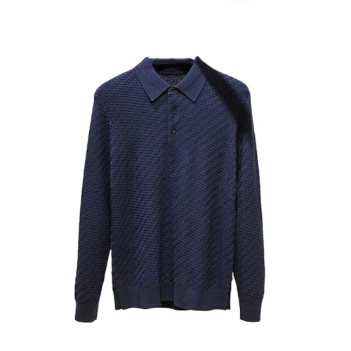 Mens 100 Percent Cashmere Wool Blend Business Casual Solid Color Lapel Knit Sweater