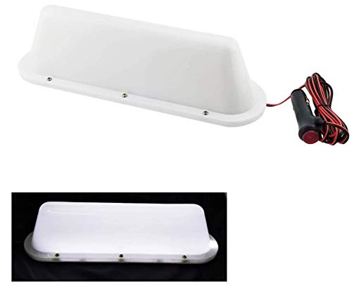 Taxi Sign Cab Lights Magnetic Car Roof Taxi Top Sign Indicator Lights Lamp Topper Car Light 12V LED Car Top Light waterproof Lighter Power Cords (White)
