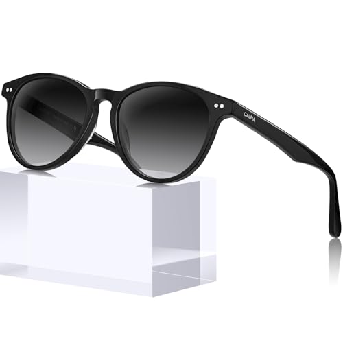 CARFIA Vintage Round Polarized Sunglasses Womens - UV400 Protection Acetate Frame Sunglasses, Classic Retro Style
