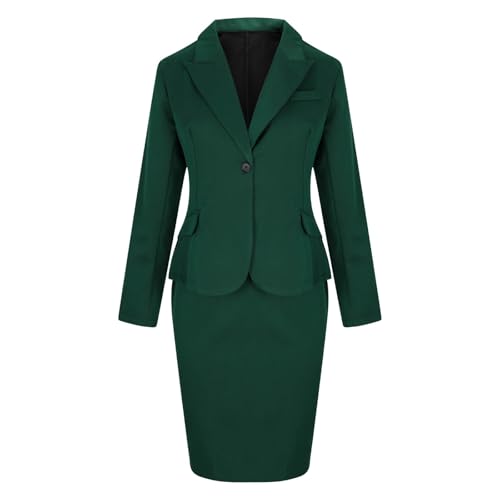 Women's Business Casual Dress Sets Long Sleeve Blazer Jackets and Midi Skirt Suits Slim Blazers Set3