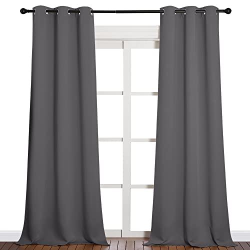 Image of NICETOWN Thermal Insulated Blackout Curtains - Grommet Top Window Treatment Drapes for Hall (2 Panels, W42 x L90 inches, Grey)