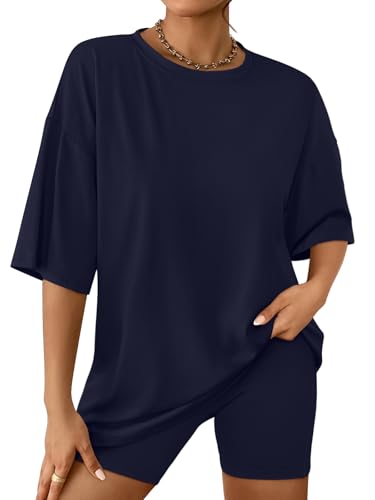 Image of AUTOMET Women 2 Piece Sets Summer Outfits 2026 Two Piece Matching Clothing | Oversized Tshirts,Biker Shorts,Short Sets,Workout Sets,Summer Sets,Lounge sets