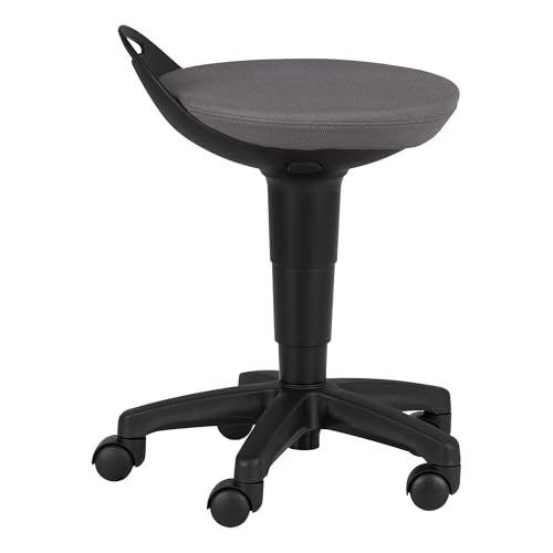 Image of Rolling Adjustable-Height Padded Stool - Dark Grey