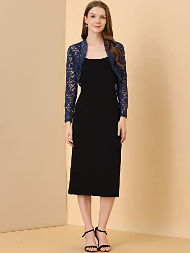 Image of Allegra K Women's Elegant Crop Cardigan Sheer Floral Lace Bolero Shrug Top