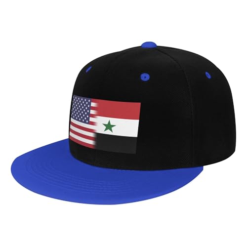 American Flag and Syrian Flag Children's Flat Brimmed Hip-hop Hat Flat Eave Sunscreen Duckbill Cap Headgear
