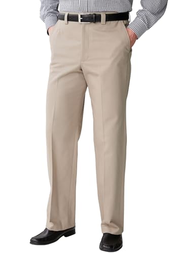 KingSize Men's Big & Tall Relaxed Fit Wrinkle-Free Full Elastic Plain Front Pants