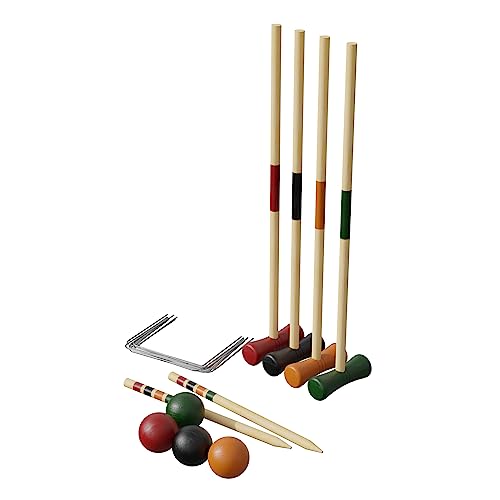 Carromco 4er Krocket Set Erwachsene, Holz Krocket Kinder Outdoor Spiel Basic-XM, 4 Spieler, Croquet Spiel aus Holz