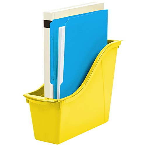 Image of Storex Interlocking Book Bin, Small, 11-3 /4 x 4-1 /2 x 8-1 /2 Inches, Yellow