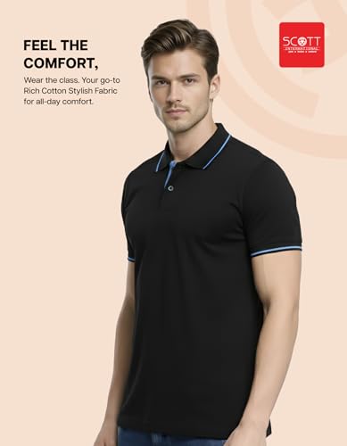 Image of Scott International Cotton Polo T Shirt | Collar Tshirts | Half Sleeves Plain T Shirt | T-Shirt |Tshirt for Men Stylish | Men's Tshirt