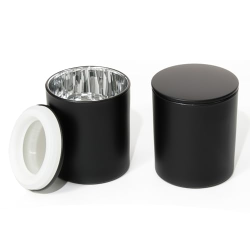 JULWHISPER Tarros de vela de 300 ml con tapas, tarro negro mate con interior plateado para hacer velas, suministros para hacer velas, suministros para hacer velas, 12 tarros negro mate con 12 tapas JULWHISPER Tarros de vela de 300 ml con tapas, tarro negro mate con interior plateado para hacer velas, suministros para hacer velas, suministros para hacer velas, 12 tarros negro mate con 12 tapas