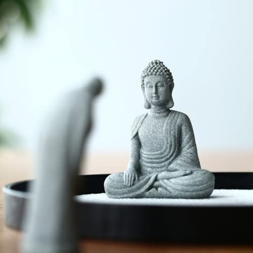 Estatua de Buda y 2 Lámparas Japonesas Pagoda para Jardín Zen miniatura 5