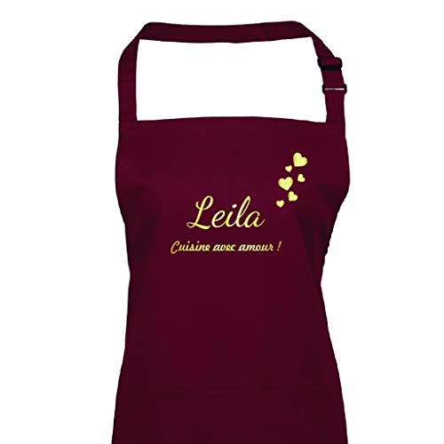 Les artisans du coin Tablier personnalisé Femme Nuage de Coeurs - Qualite SUPERIEURE - Cadeau fête des Grand mères/Cadeau Femme