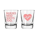 TIPSY UMBRELLA “NURSES NEED SHOTS TOO” Funny Shot Glass / Funny Nurse Gifts, New Nurse Gift Ideas (PINK)