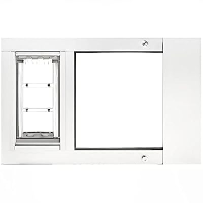 Endura Flap Pet Door for Sash Windows | Energy-Efficient Window Insert with Dual-Layer Insulating Flap | Easy Installation in Vertical Sliding Windows | White, Small Flap, 31"-34" Window Width