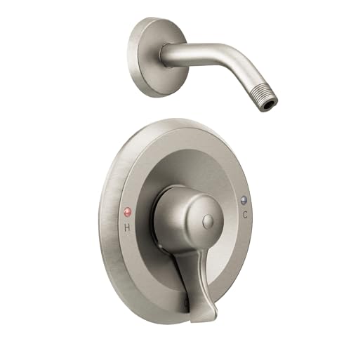 Moen Commercial M-DURA Classic Brushed Nickel PosiTemp Shower Trim Kit Featuring Lever Handle and Shower Arm without Showerhead Valve Required T8375NHCBN