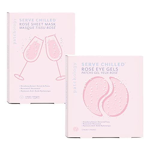 Patchology Bundle with Hyaluronic Acid Eye Gels (5 Pairs) and Facial Sheet Masks (4 Count) â Under Eye Patches For Dark Circles and Puffy Eyes â Face Masks Skincare Sheet for Hydrating Skin