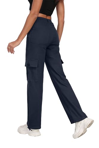FREEOAK Women's High Waisted Cargo Pants Baggy Y2K Streetwear Stretchy Pants with 6 Pockets Ankle Drawstring - image 3