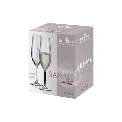 Catálogo para Comprar On-line Copas alargadas de champán Top 5. 48 Bohemia Royal Crystal - Juego de 6 Copas de Cristal Ultraresistentes - Linea Sarah Waterfall (Champagne 260ml)