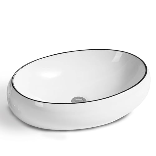 Cuba Pia Banheiro Cerâmica Branca Sobrepor Oval - Deend