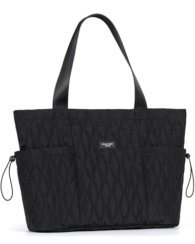 SATIN SAINT Tote Bag For Women with Side Pockets, 16L Causal Shoulder Tote with Side-Cinch, Quilted Lightweight Travel Tote for College, Office, Work, Gym, Grocery