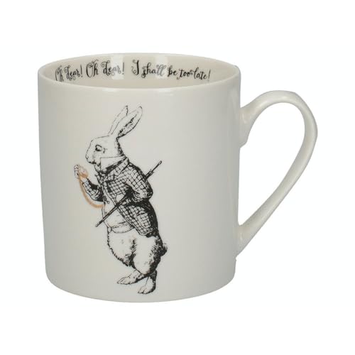 V&A Alicia en el país de las maravillas - Juego de taza en caja de regalo, porcelana, Oro blanco y negro., 350 ML
