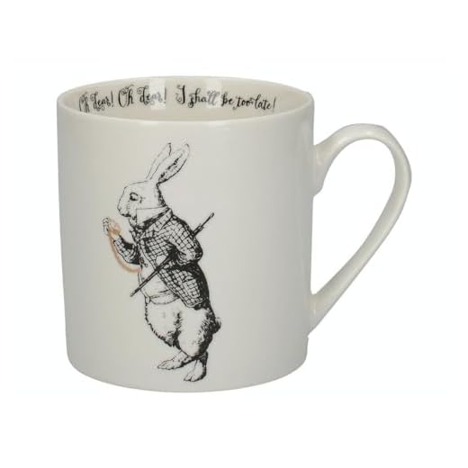 V&A Alicia en el país de las maravillas - Juego de taza en caja de regalo, porcelana, Oro blanco y negro., 350 ML