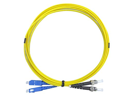Monoprice - Cable de Fibra óptica (SC/UPC-ST/UPC, G657A1, Modo único, Duplex, 2 mm, OFNR), 1 Meter, Amarillo, 1