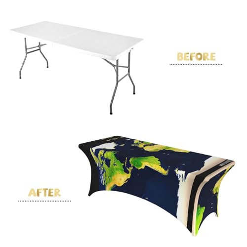 Nappe de table extensible 1,8m en élasthanne imprimé carte du monde pour banquet et fête - 5
