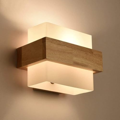 Aplique de pared vidrio esmerilado rectangular estilo macizo for dormitorio, mesita noche, lámpara for sala estar, escalera, balcón, aplique E27, decorativa for el hogar,para sala de estar
