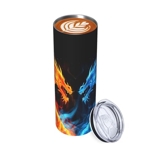 Mount Hour Blue Red Fiery Dragon Stainless Steel Insulated Tumbler 20 OZ