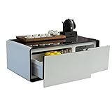 Mesa De Centro Inteligente, Mesa Auxiliar para Sala De Estar con Nevera Integrada, Mesa Multifuncional con Carga Inalámbrica De 15 W, Cargadores USB, Reproductor Bluetooth Y Tomacorriente