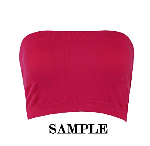 Pro Fit Women's Strapless Bra Bandeau Tube Top Multi Pack Seamless Regular And Plus Sizes (Plus Size 10-16, N.or+N.yw+N.pk+N.gr) #TOP2